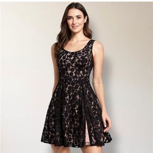 Disney Dress Womens S Black Pink Minnie Rocks The Dots Lace Overlay Party Chic